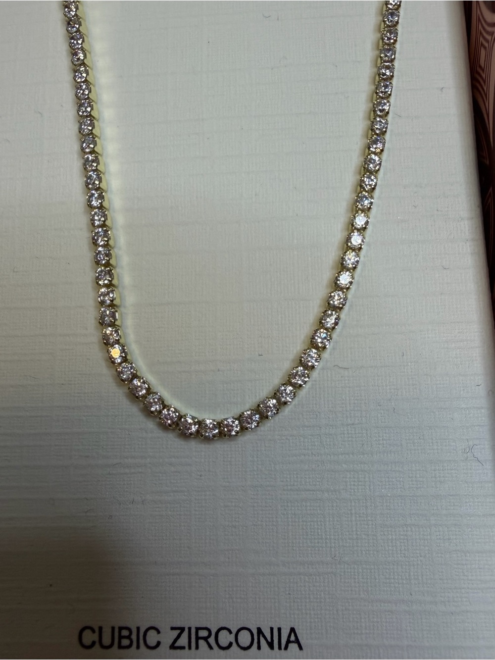 14K Gold-Plated Cubic Zirconia Tennis Necklace - Gold - Picture 2 of 2